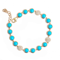 Bracelets tennis tendance faits à la main en or plaqué 18 carats avec pierres précieuses turquoise taille ronde Gemnel pour femmes, cadeau