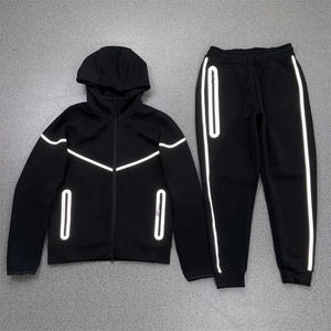 Set Felpa con Cappuccio Sportiva da Uomo per Esterni, Casual con Strisce Riflettenti, in Tessuto Premium che Mantiene la Forma e Resistente al Pilling - Product Image 1