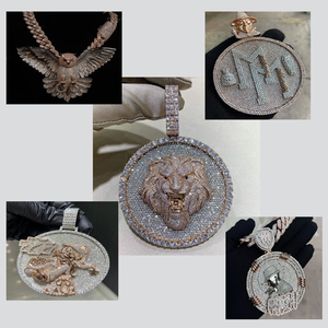 Collana Hip-Hop da Uomo con Pendente a Testa di <span class=keywords><strong>Leone</strong></span> in Moissanite VVS1 Colore <span class=keywords><strong>D</strong></span> da 3 Pollici, in <span class=keywords><strong>Argento</strong></span> S925 Placcato Nano, Stile Iced Out - Product Image 2