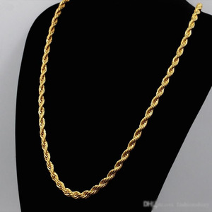 Collana a Catena a Maglie Placcata in Oro Giallo 18K per <span class=keywords><strong>Uomo</strong></span> e Donna Gioielli di Tendenza in Rame con Stile Classico Accessorio Regalo alla Moda - Product Image 4