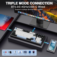 AULA F99 Keyboard proyeksi struktur paking kustom RGB, nirkabel USB lampu latar mekanis tri-mode dapat ditukar panas untuk Tablet PC