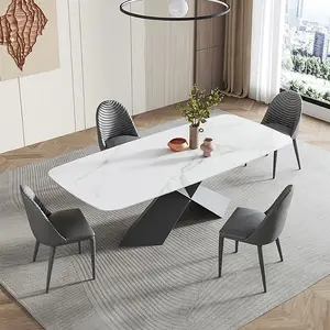 2022畅销优雅风格不锈钢餐饮厨房家具带矩形大理石桌子