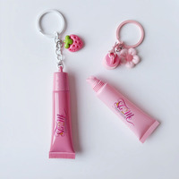 Tube souple rose personnalisé avec logo, 8 ml, 15 ml, avec pendentif, emballage cosmétique, matériel d'emballage, tube à gloss pour les lèvres