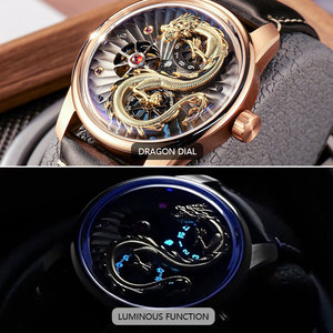 Relojes de alta gama para hombre SM1063, de acero 316L, oro rosa, con incrustaciones de rubí, movimiento mecánico automático, complicación de horas errantes, diseño de dragón rojo en 3D. - Product Image 2