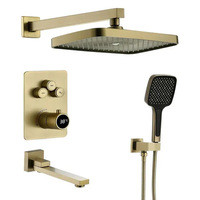 Ensemble de robinetterie de douche chromé à commande thermostatique avec pulvérisation pluie et inverseur, fixation murale, solution pour salle de bain - Vente chaude
