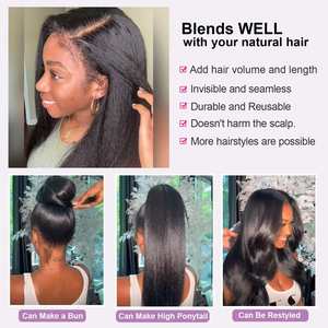 Extensions de cheveux naturels à bandes adhésives pour femmes noires, double face, texture raide crépue, extensions de cheveux humains véritables, trame invisible - Product Image 5