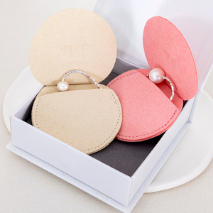 Custom Logo Stylish Small <b>Gift</b> Pouch Packaging Round Shape Ring Pouch Round Jewelry Pouch Custom Box Packaging for Bracelet - Product Image 1