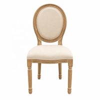 Chaise de salle à manger Louis en bois massif de style rétro français avec coussin en tissu, chaises pour événements de mariage en plein air, décoration pour hôtel, restaurant