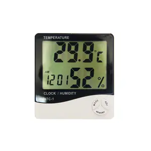 Termometer Digital higrometer pengukur suhu kelembapan, tampilan layar LCD ruangan dalam ruangan terlaris