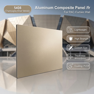 ACP métallique argenté champagne 5408 pour PAC 4mm-6mm, revêtement PVDF, léger, haute résistance, taille personnalisée - Product Image 1
