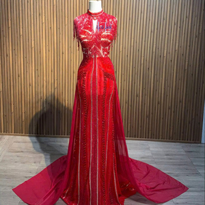 ชุดเดรสผ้าไหมทรงเมอร์เมดแขนกุดหรูหราประดับคริสตัลคุณภาพสูงสำหรับผู้หญิง ผลิตในเวียดนาม ลดราคาสุดพิเศษ - Product Image 1