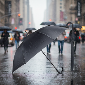 Modern 45\" Black <b>Automatic</b> <b>Umbrella</b> 48PCS/CS 8K Silk Straight and Three-Folding Travel <b>Umbrella</b> with Auto Open Function - Product Image 5