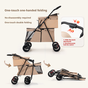 <span class=keywords><strong>Poussette</strong></span> pliable pour animaux de compagnie à double couche, tissu Oxford, cadre en métal. 4 <span class=keywords><strong>roues</strong></span>, double freinage. Grande capacité, durable, pour chats et chiens. - Product Image 2