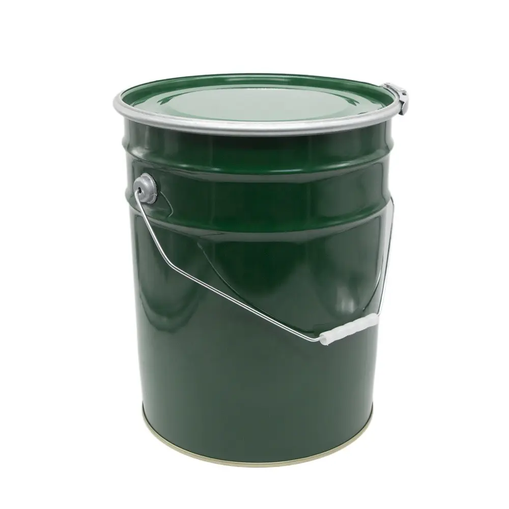 Metal Pail With Lock Ring Lid For Paint And Solvent Tin Barrel
