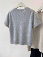 Pull-over en maille respirant à col rond de couleur unie pour femme 2026 (personnalisable)