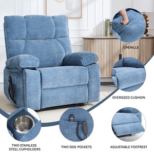 Fauteuil inclinable électrique surdimensionné bleu à double moteur, avec massage chauffant à positions infinies, <span class=keywords><strong>8</strong></span> nœuds de vibration, capacité de 350 lb et poches latérales - Product Image 4