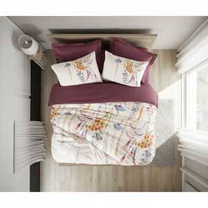Parure de lit double de luxe en coton, modèle Flos Bourgogne, avec motifs floraux et dessins animés, pour la maison, taille King - 4 pièces/King - Product Image 3