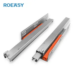 ROEASY Hardware Rail coulissant complet à trois sections Support d'amortissement caché Rail de glissière de tiroir tampon inférieur