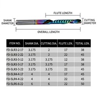 Fraise à un seul cannelure FEIDA pour routeur CNC, revêtement DLC, en acier au tungstène, pour découpe acrylique et PVC, fraise spirale 3.175/4/6mm