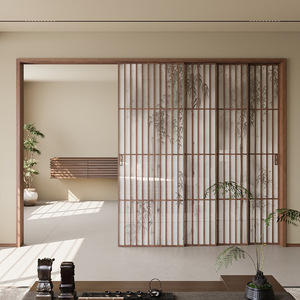 <span class=keywords><strong>Puerta</strong></span> <span class=keywords><strong>Corredera</strong></span> de Vidrio Manual con Diseño de Bambú Estilo Chino, para Cocina, Balcón, Sala de Estar, Biombo, <span class=keywords><strong>Puerta</strong></span> Móvil, Rejilla Retro - Product Image 3