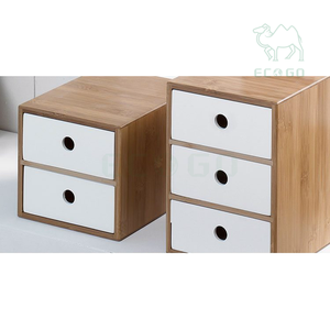 Organizador de Escritorio Moderno Rectangular de Madera de Bambú con 3 Cajones Blancos para Herramientas y Uso en la Sala de Estar - Product Image 1