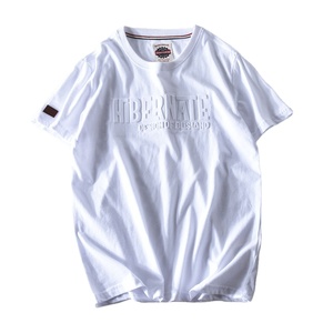 T-shirt da ginnastica in cotone 100% 240gsm all'ingrosso da uomo nera oversize grafica squadrata t-shirt personalizzata in rilievo stile Street lettera semplice in bianco - Product Image 4