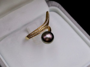 Atacado Unisex Tahitian Pérola Anel com Novo Design Seawater Pérola com Linhas Paralelas Jóias Clássicas para o Aniversário - Product Image 3