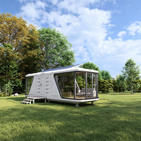 Maison capsule mobile écologique K7 avec balcon, en aluminium, pod de vie portable, étanche, avec salon et cuisine solaires