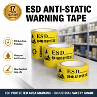 Nastro Indicatore Antistatico in PVC Giallo con Messaggio di Avvertimento ESD Ripetuto per la Gestione delle Zone in Fabbriche Elettroniche