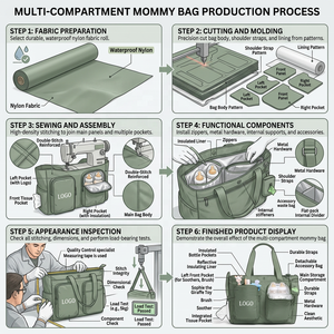 Maßgefertigte Wasserdichte Mommy Wickeltasche Nylon Schultertasche Große Übernachtungs-Reisetasche Abend-Tragetasche Wickeltasche - Product Image 5
