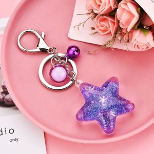 Cute Cartoon Custom Mini Star Acrylic Moving Liquid Quicksand Keychain <b>Floating</b> Pendant Liquid Key Ring - Product Image 4