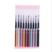 Ensemble professionnel de pinceaux à ongles multifonctionnels en nylon avec manches métalliques, pinceaux plats, ovales, coudés et liner pour le dessin d'ongles