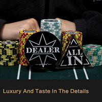Jetons de croupier et indicateur de position pour Texas Hold'em avec bouton de carte face-vers le haut, en acrylique, fabriqué en Chine