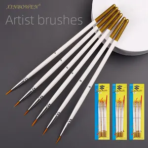 Xinbowen Art Supplies 6 Pcs 0 00 000 Size Nylon Hair Watercolor Acrylic Oil Painting Brush Set Liner Drawing Brushes