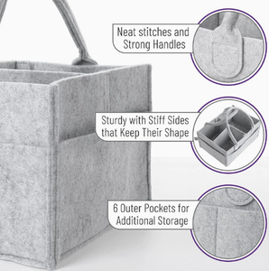 Organisateur de couches pour bébé en feutre durable, grande capacité, design léger, doublure en toile – Rangement pour couches pour nouveau-né, chambre de bébé et voiture - Product Image 2