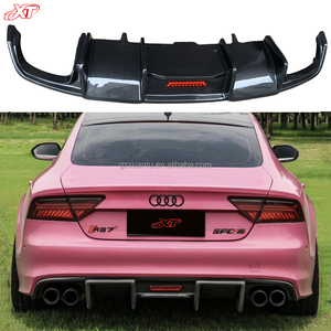 Labio de alerón de fibra de carbono con luz LED para <span class=keywords><strong>Audi</strong></span> <span class=keywords><strong>A7</strong></span> S7 RS7 C7.5 difusor de parachoques trasero Bodykit 2016-18 - Product Image 1