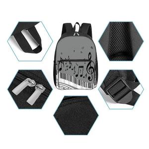 Mochila de poliéster con estampado de notas de piano coloridas, bolsillo frontal cuadrado, unisex, el mejor regalo, mochila escolar de dibujos animados en 3D para niños - Product Image 3