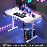 Éclairage ambiant Bureau de sport électronique Bureau d'ordinateur à hauteur réglable épaissie pour usage domestique et chambre à coucher Table de bureau de jeu