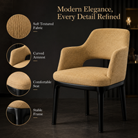 Ensembles de tables de restaurant avec revêtement texturé moutarde, accoudoirs ouverts, pieds noirs, design moderne européen pour appartement, hôtel, restaurant