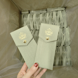Luxury Custom Printed Velvet Jewelry Display Packaging Pouch Bag With Flap Faux Microfiber Suede Snap Jewelry Pouch With logo - Product Image 1
