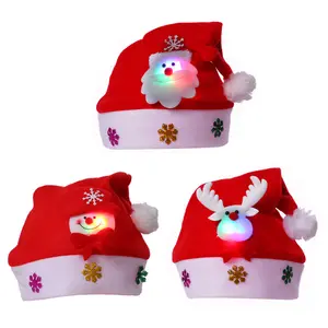 Ruunjoy novo 2024 Natal presente natal chapéu homem de neve brilhante papai noel chapéu xmas decoração ornamento ano novo presente miúdo adulto