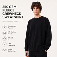 Sweat-shirt à col rond en molleton brossé épais 350 GSM, coupe ample style vintage américain, pour homme, fabrication sous marque privée