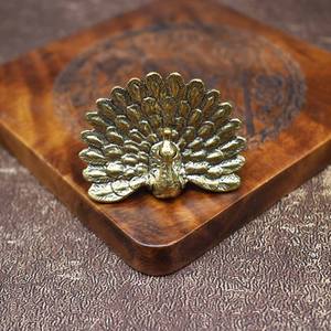 تمثال طاووس نحاسي للمكتب، زخرفة طاووس بحاجز مفتوح، حرف نحاسية منحوتة، تحف برونزية قديمة بالجملة - Product Image 5