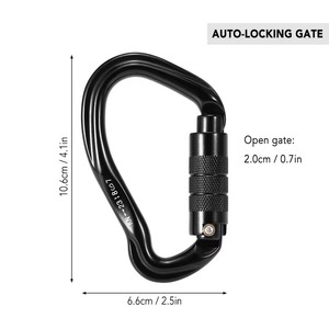 Mosqueton en alliage d'aluminium à verrouillage automatique 23KN, anneau en D, pour l'escalade, la randonnée en montagne, le sauvetage, la sécurité en hamac - Product Image 4