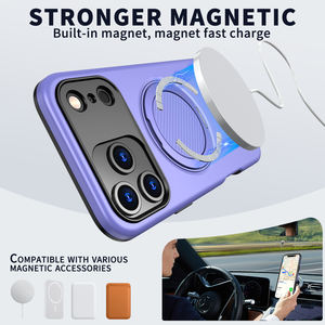 Étui magnétique robuste pour iPhone 17 Pro Max 16 15 14 13, antichoc, support de voiture avec béquille rotative à 360°, compatible Samsung - Product Image 2