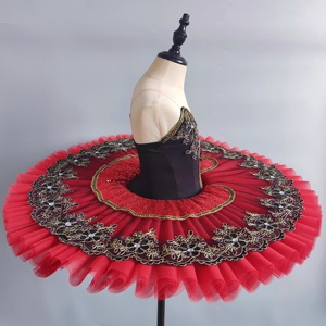 Traje <span class=keywords><strong>de</strong></span> Baile Rojo para Niñas, Vestido Tutú <span class=keywords><strong>de</strong></span> Ballet, Ropa para Actuaciones en Escenario, Tutú <span class=keywords><strong>de</strong></span> Ballet - Product Image 4