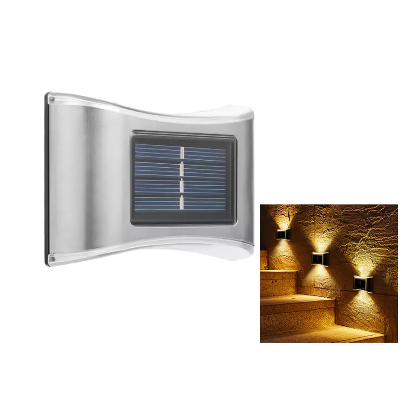 Outdoor stainless decoration waterproof solar led step pathway balcony garden wall lights