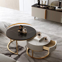 Meuble de salon minimaliste Table basse ronde en fer canapé moderne Table à thé en marbre