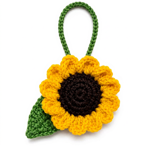 Coletero de Pelo Hecho a Mano con Diseño de Girasol |   Coletero de punto con flores y banda suave |   Lindo sujetador de coleta - Regalo perfecto para ella - Product Image 1