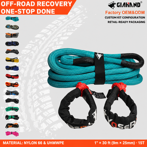 Corda di Recupero Cinetica in Nylon 1"x30ft (9m*25mm) con Morsetti Morbidi, Kit di Traino Robusto per Fuoristrada, Camion, SUV, UTV, Jeep - Product Image 1